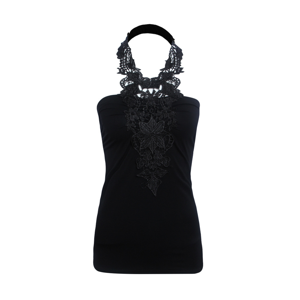 F2502-2  Sleeveless Crochet neck halter top
